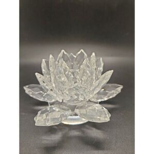 Shannon of Ireland Crystal Lotus Flower Taper Candleholder 5.5" x 3" Round